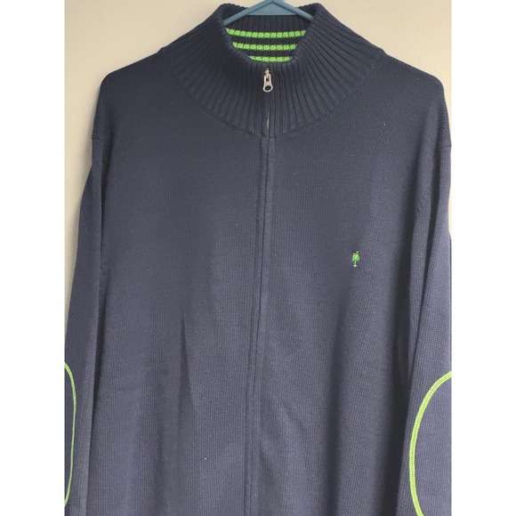 Lilly Pulitzer Wells Sweater Mens XL Navy Full Zip Elbow Patches  NWT #69046 - Picture 8 of 16